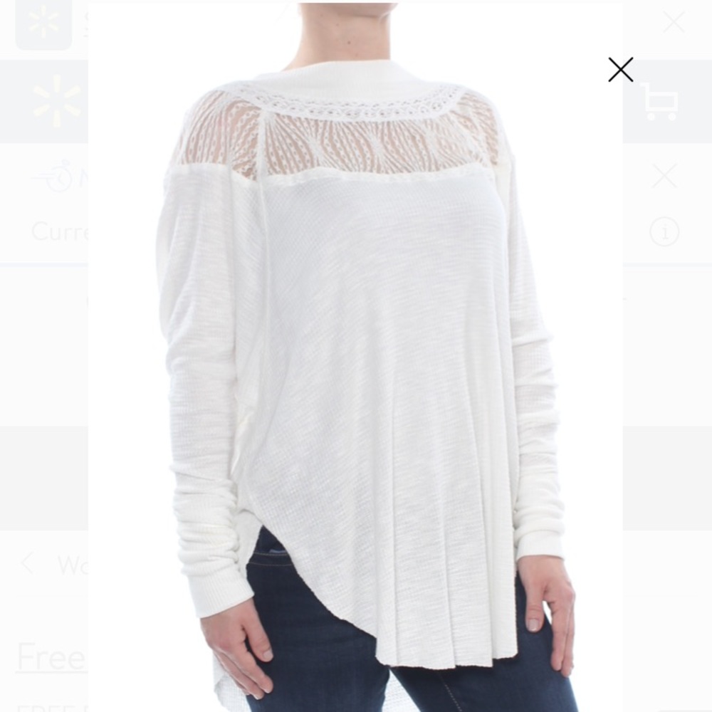 Free People white Spring Valley Henley